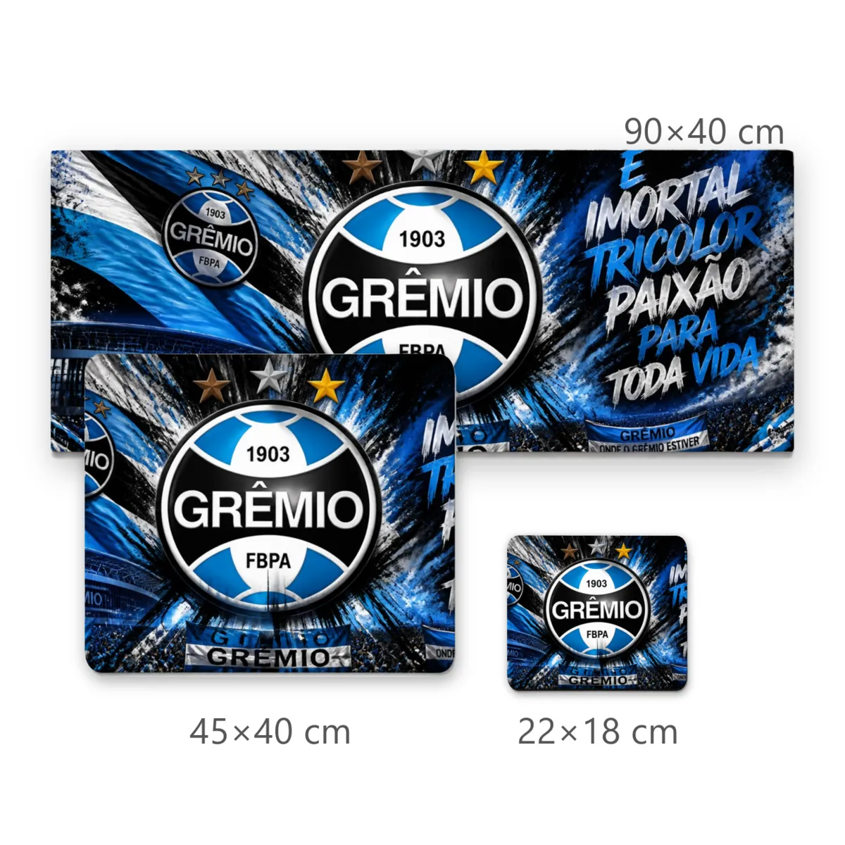 Mousepad Grêmio Imortal Tricolor com Escudo Central e Arena