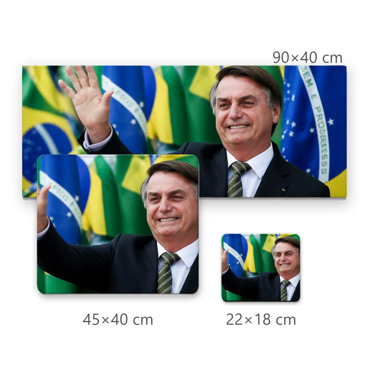 Mousepad Jair Bolsonaro com Fundo de Bandeiras do Brasil