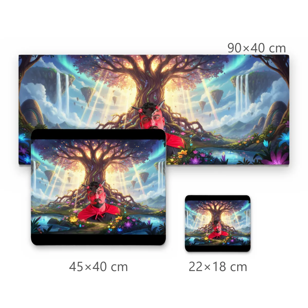 Mousepad Grande Árvore Mística da Vida e Figura Fantástica com Chifres