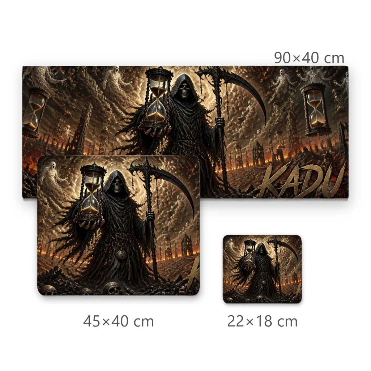 Mousepad Gamer Ceifador da Morte com Ampulheta do Tempo e Crânios Kadu