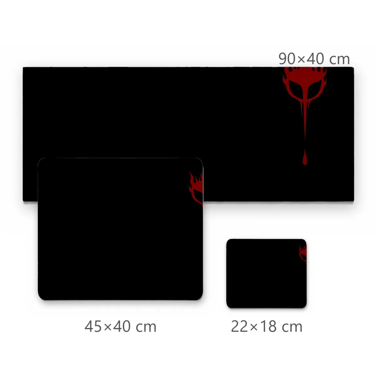 Mousepad Gamer Preto com Emblema Vermelho Estilizado e Fundo Escuro