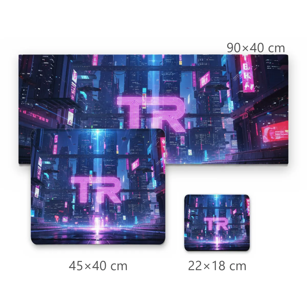 Mousepad Gamer Cidade Cyberpunk Futurista com Logo TR Neon
