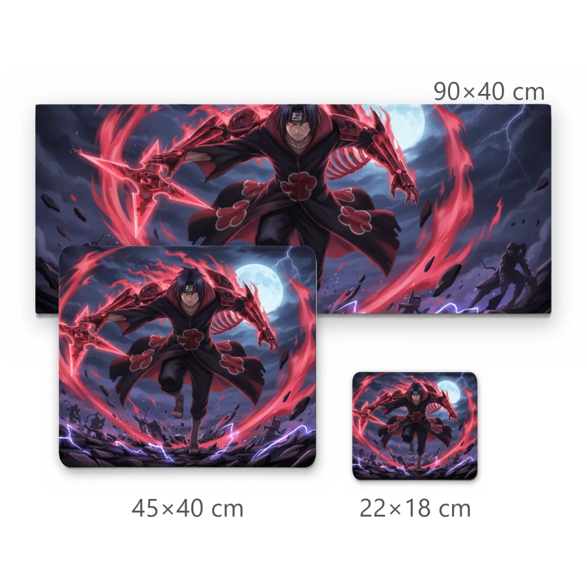 Mousepad Gamer Itachi em Batalha com Susanoo e Lua Cheia 90x40 cm