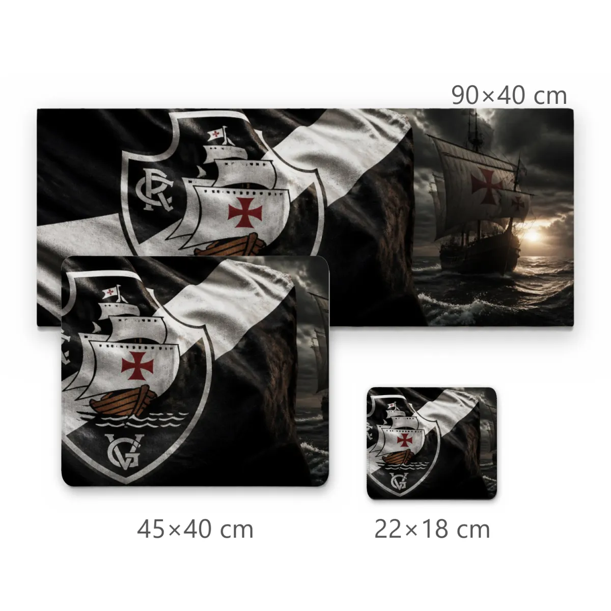 Mousepad Vasco da Gama Bandeira com Escudo Cruzmaltino e Caravela em Alto-Mar