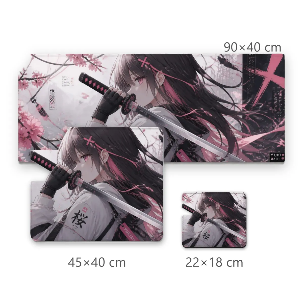 Mousepad Gamer Garota Samurai Anime e Flores de Cerejeira