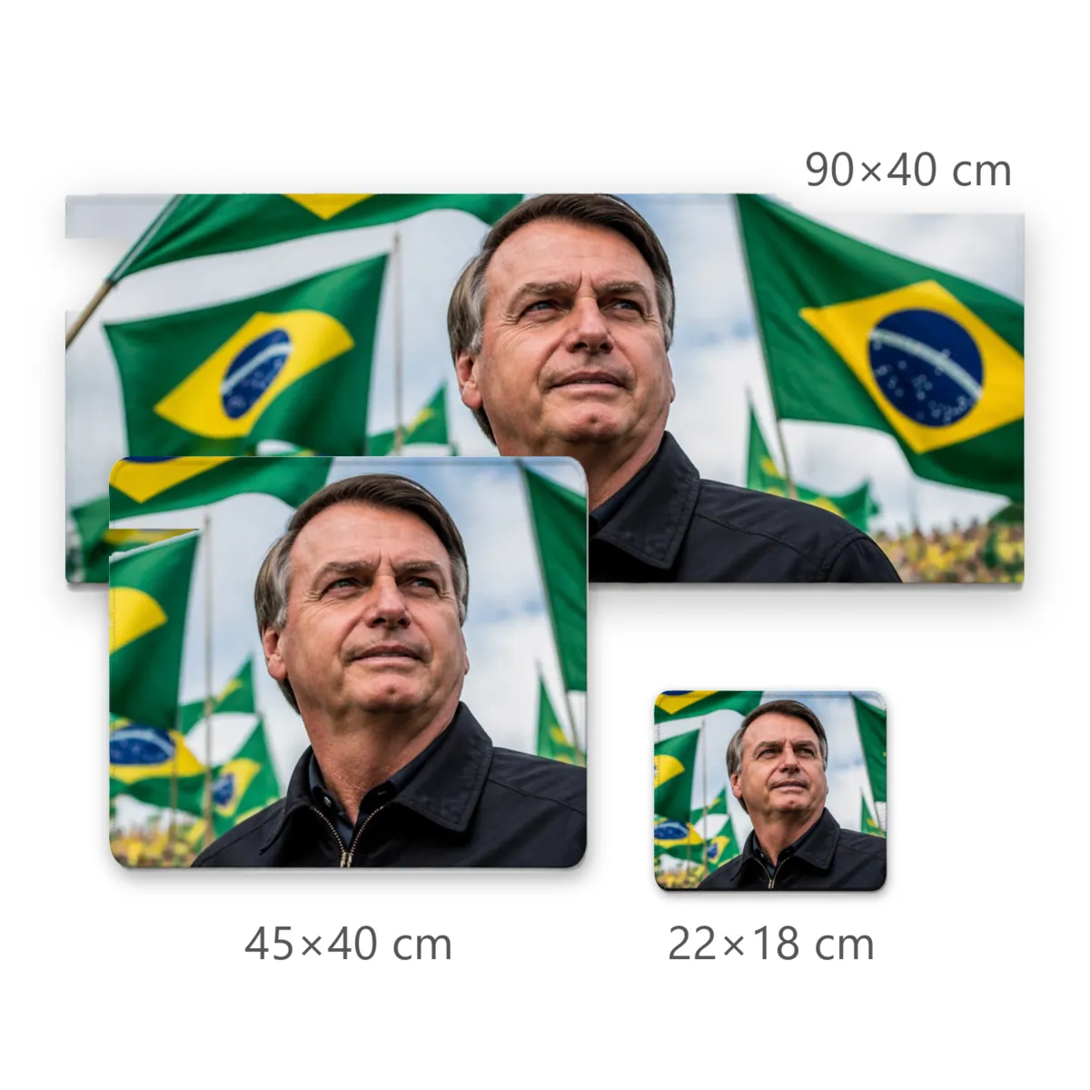 Mousepad Jair Bolsonaro com Bandeiras do Brasil em Céu Aberto