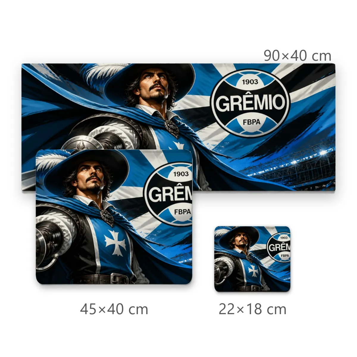 Mousepad Mosqueteiro Heroico com Espada e Brasão do Grêmio