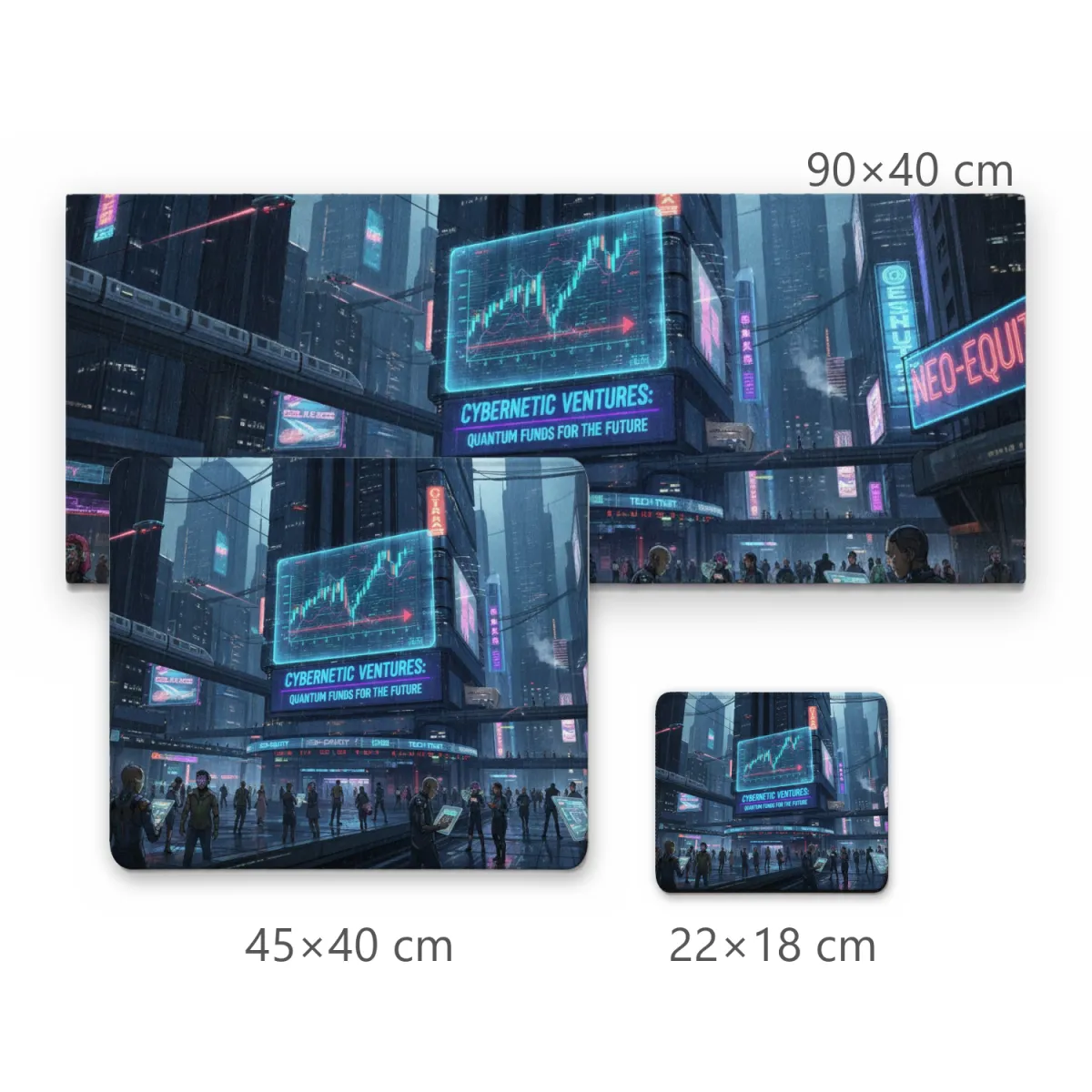 Mousepad Gamer Cidade Cyberpunk com Telão de Ações e Investimentos Futuristas