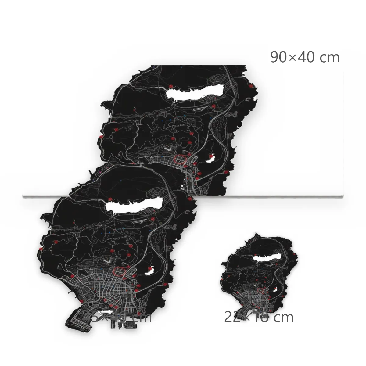 Mousepad Mapa Urbano e Costeiro em Preto sobre Fundo Claro