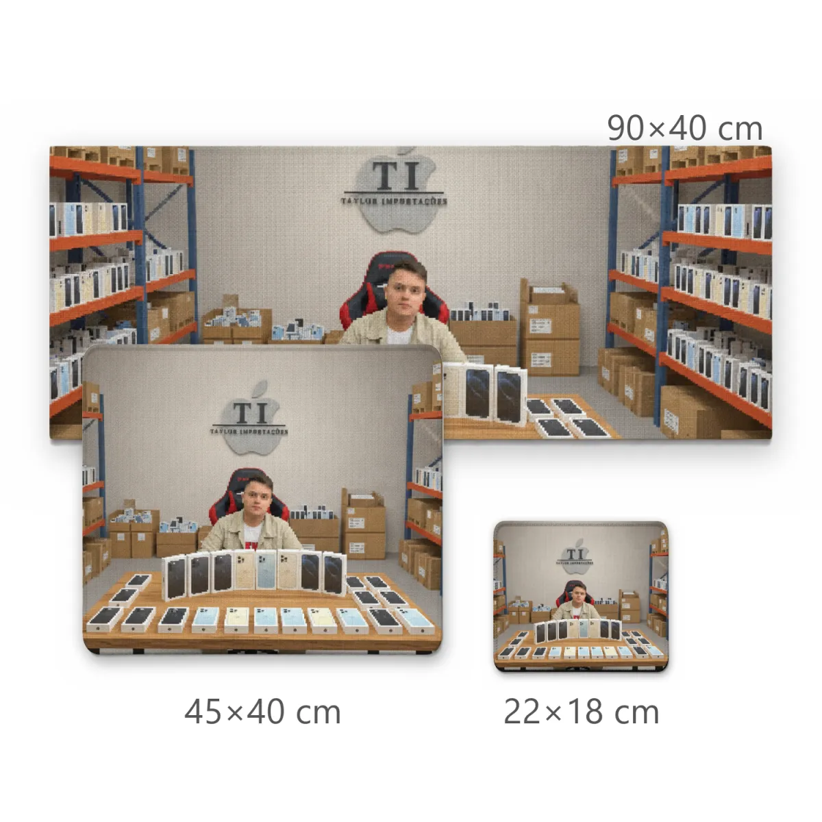 Mousepad Estoque de Smartphones e Caixas Tecnológicas em Pixel Art