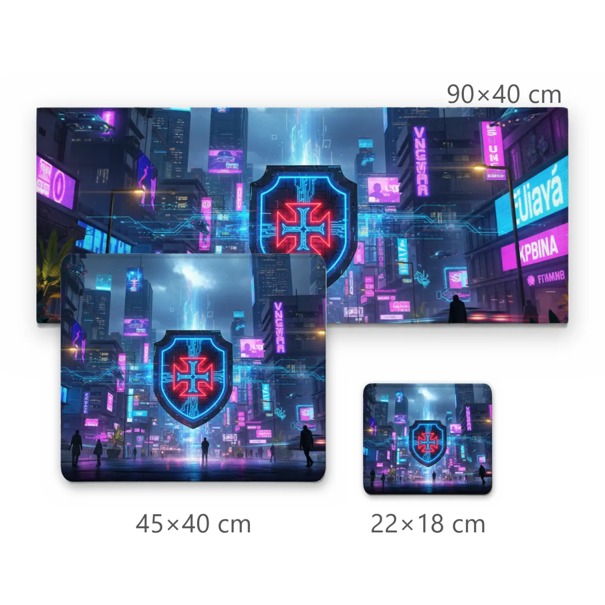 Mousepad Gamer Escudo Vasco da Gama em Cidade Cyberpunk com Neon