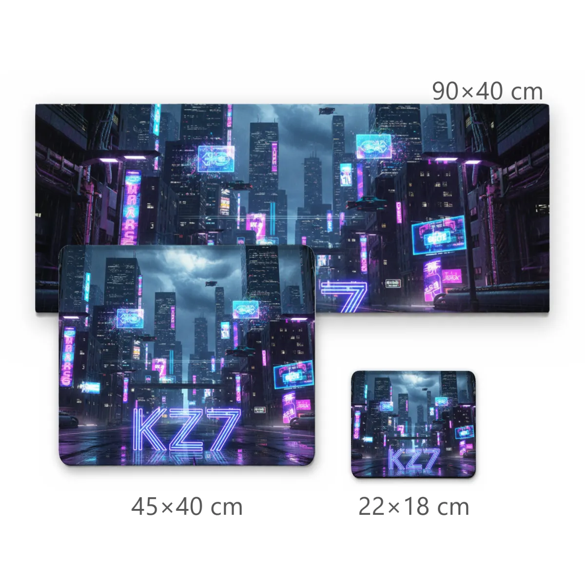 Mousepad Gamer Cidade Futurista Cyberpunk com Letreiro Neon KZ7