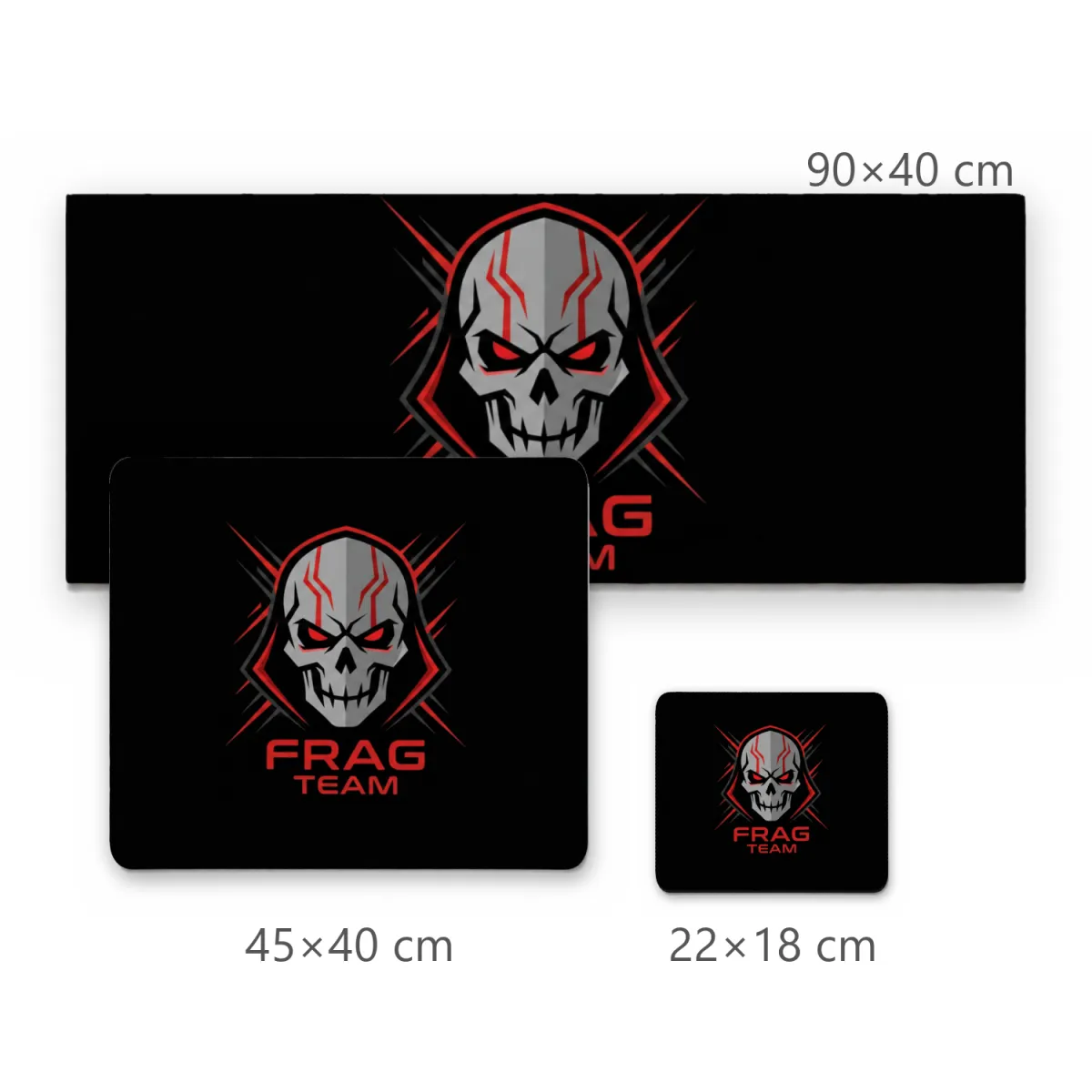 Mousepad Gamer Frag Team Caveira Cibernética Preto e Vermelho