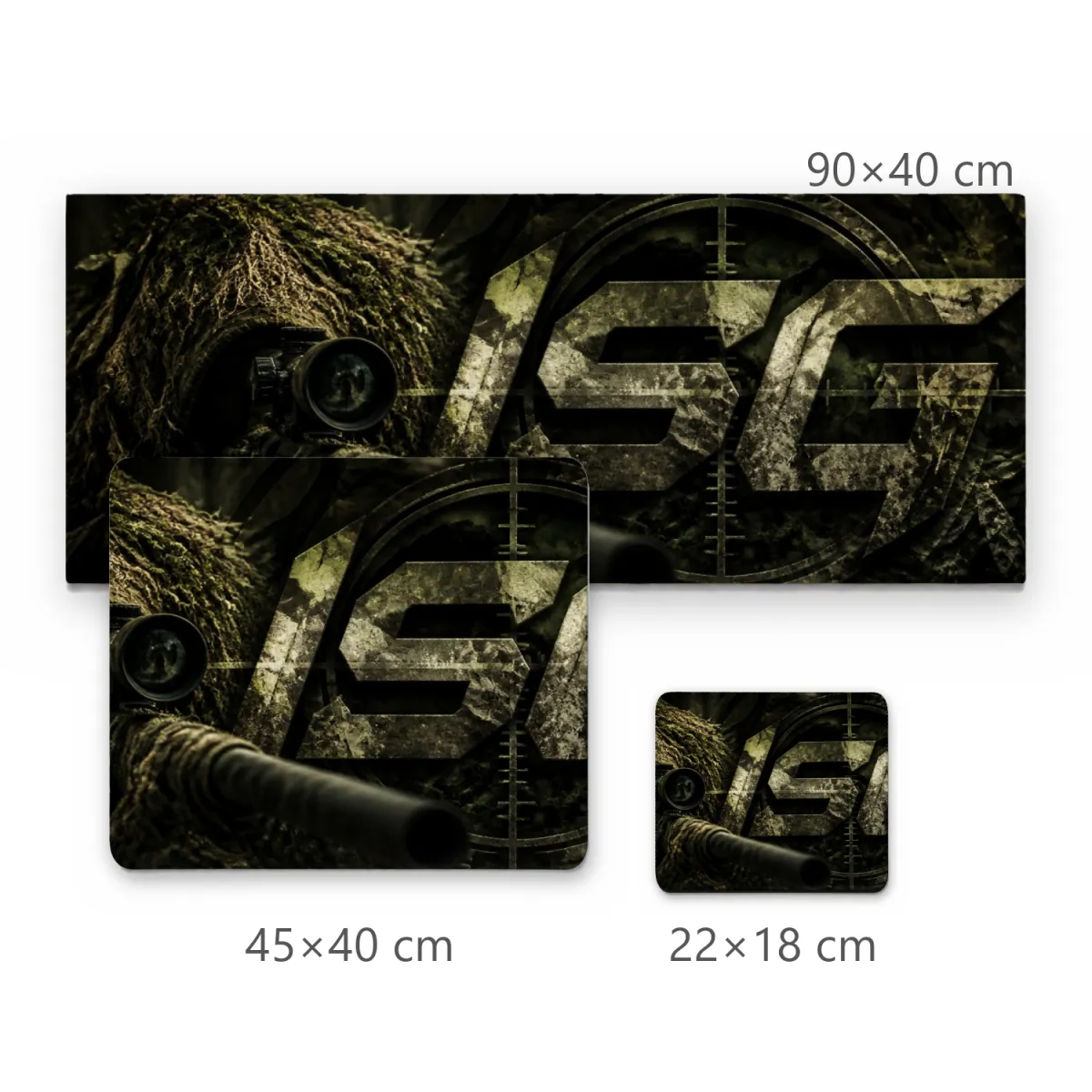 Mousepad Gamer Sniper em Traje Ghillie com Mira e Logo SG Camuflada