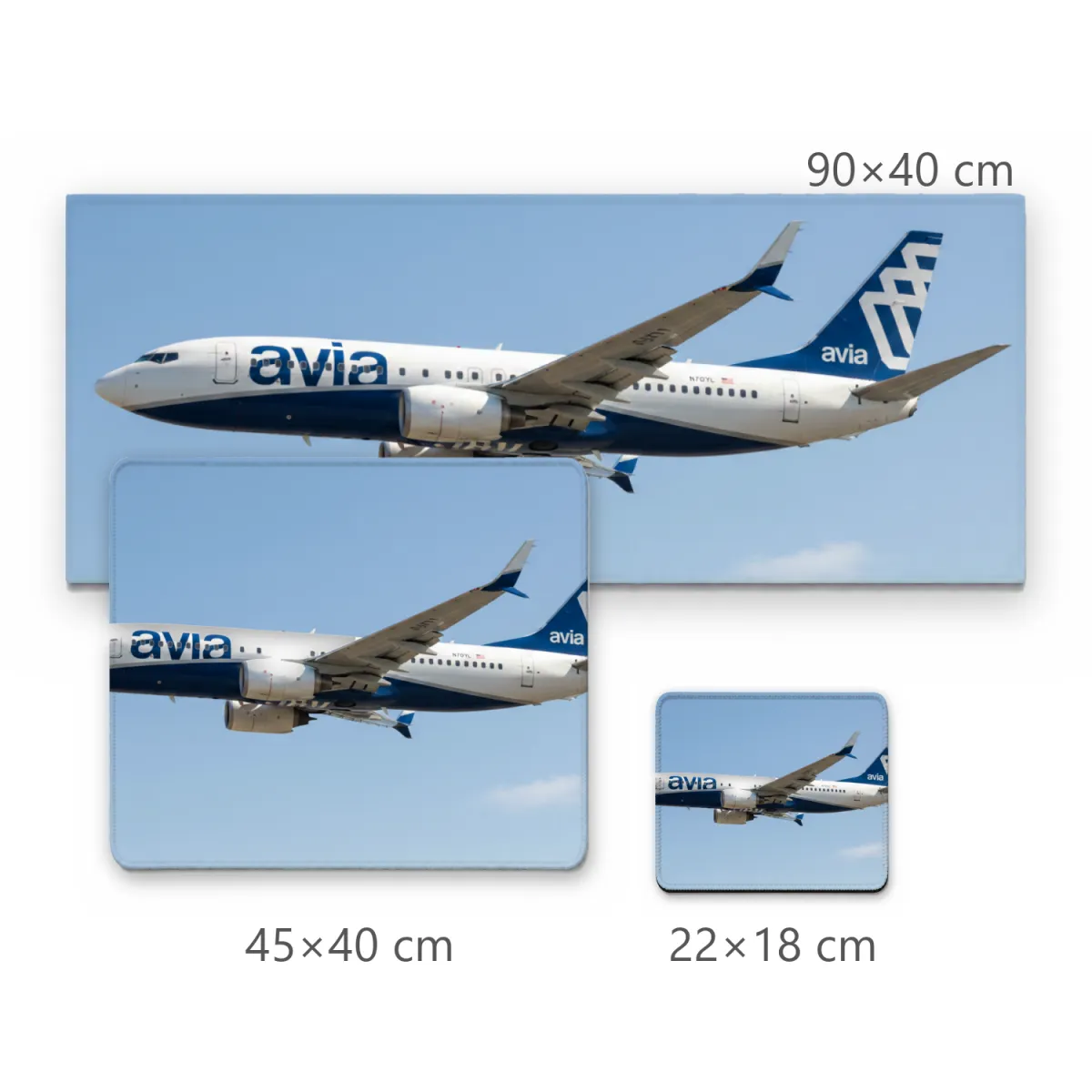Mousepad Avião Comercial em Voo no Céu Azul Realista