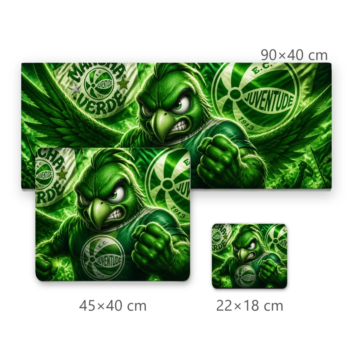 Mousepad Mascote Papagaio Torcedor Juventude em Verde e Branco