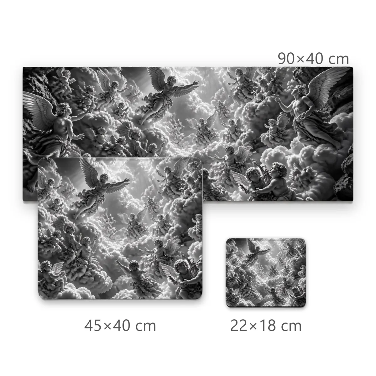 Mousepad Anjos e Querubins nos Céus em Arte Monocromática