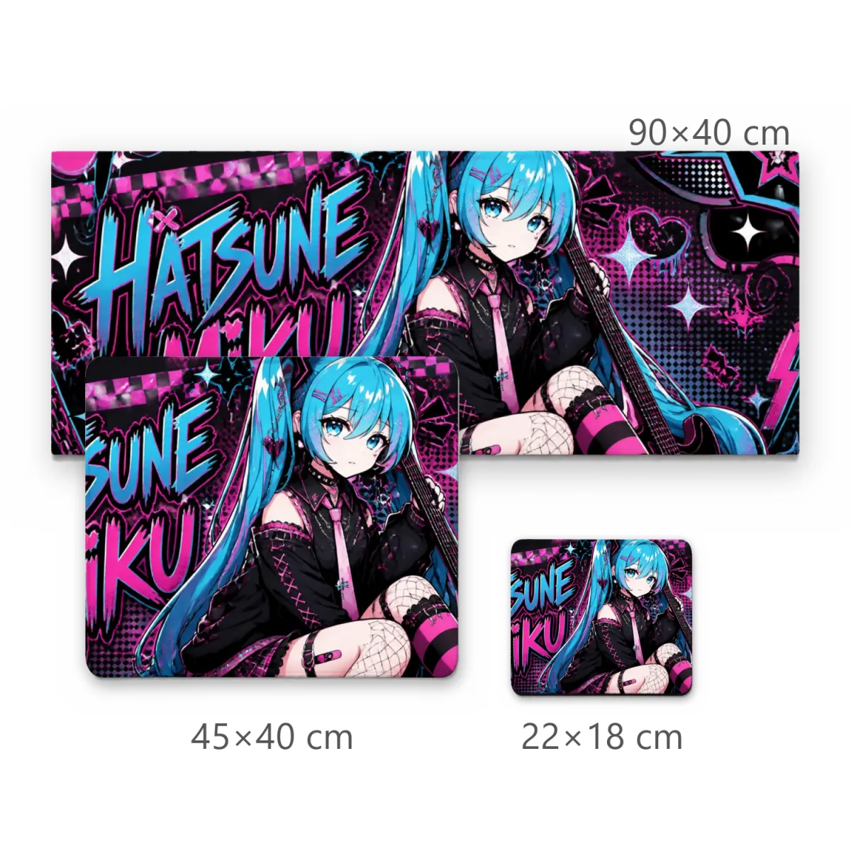 Mousepad Hatsune Miku Estilo Gótico em Tons Rosa e Preto