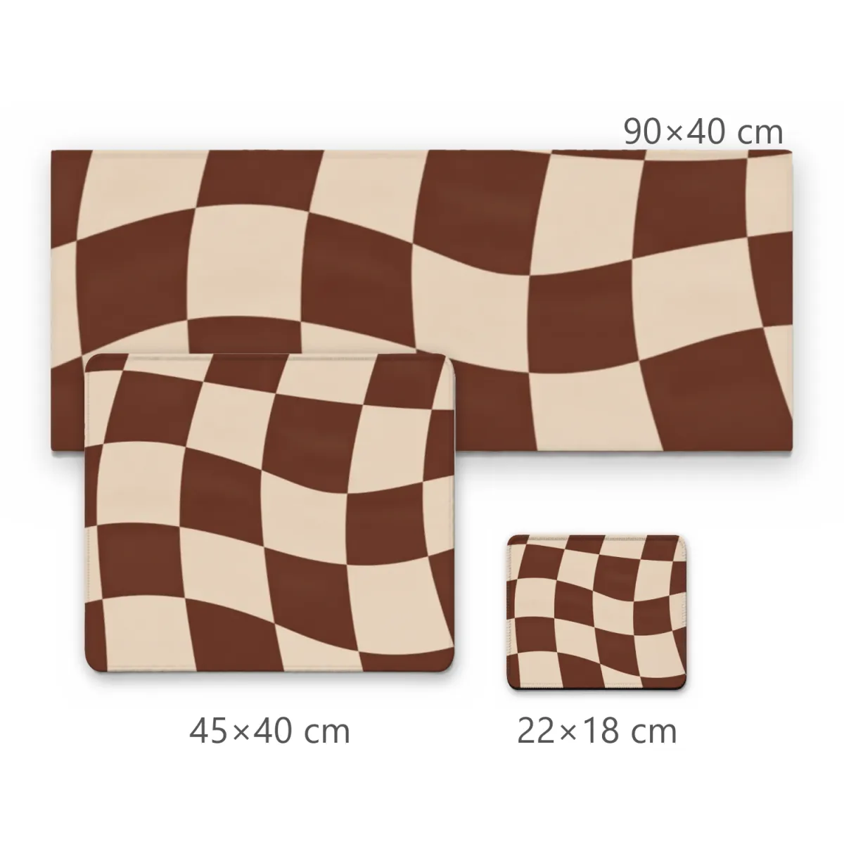 Mousepad Grande Xadrez Ondulado em Tons Marrom e Bege