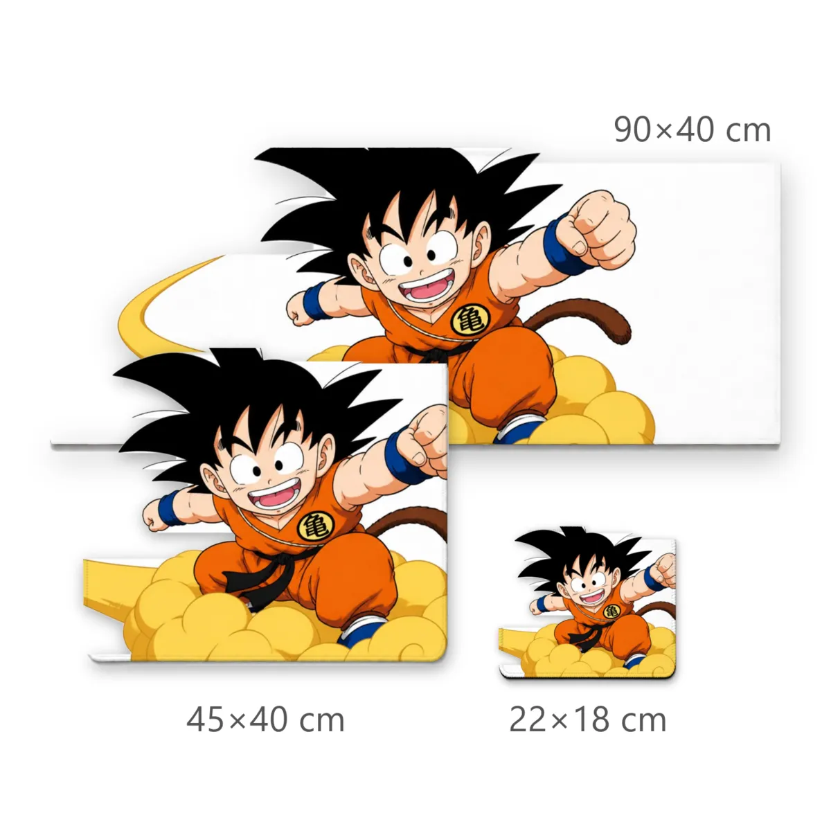 Mousepad Goku na Nuvem Voadora com Fundo Branco Minimalista