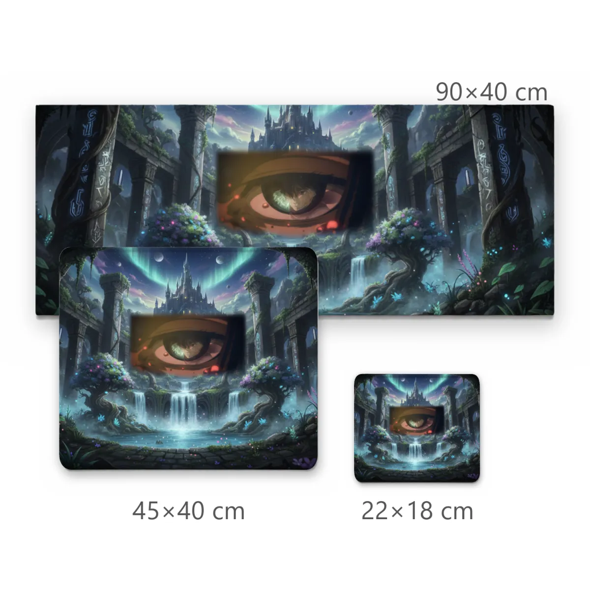 Mousepad Gamer Paisagem Fantástica com Castelo Místico e Olho Central