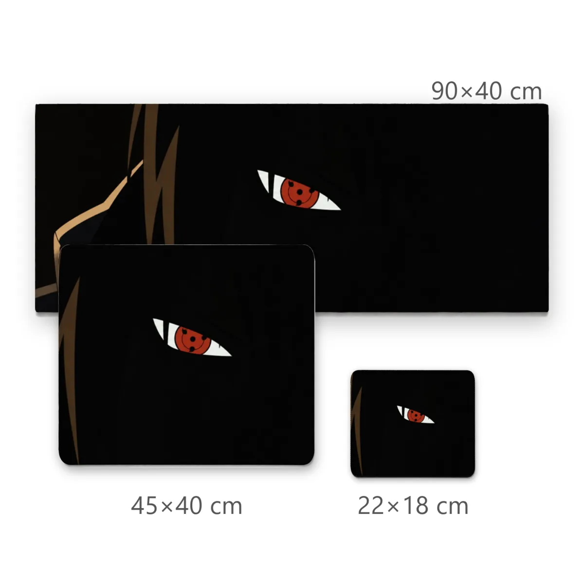 Mousepad Gamer Olhar Sharingan com Fundo Preto e Silhueta Anime