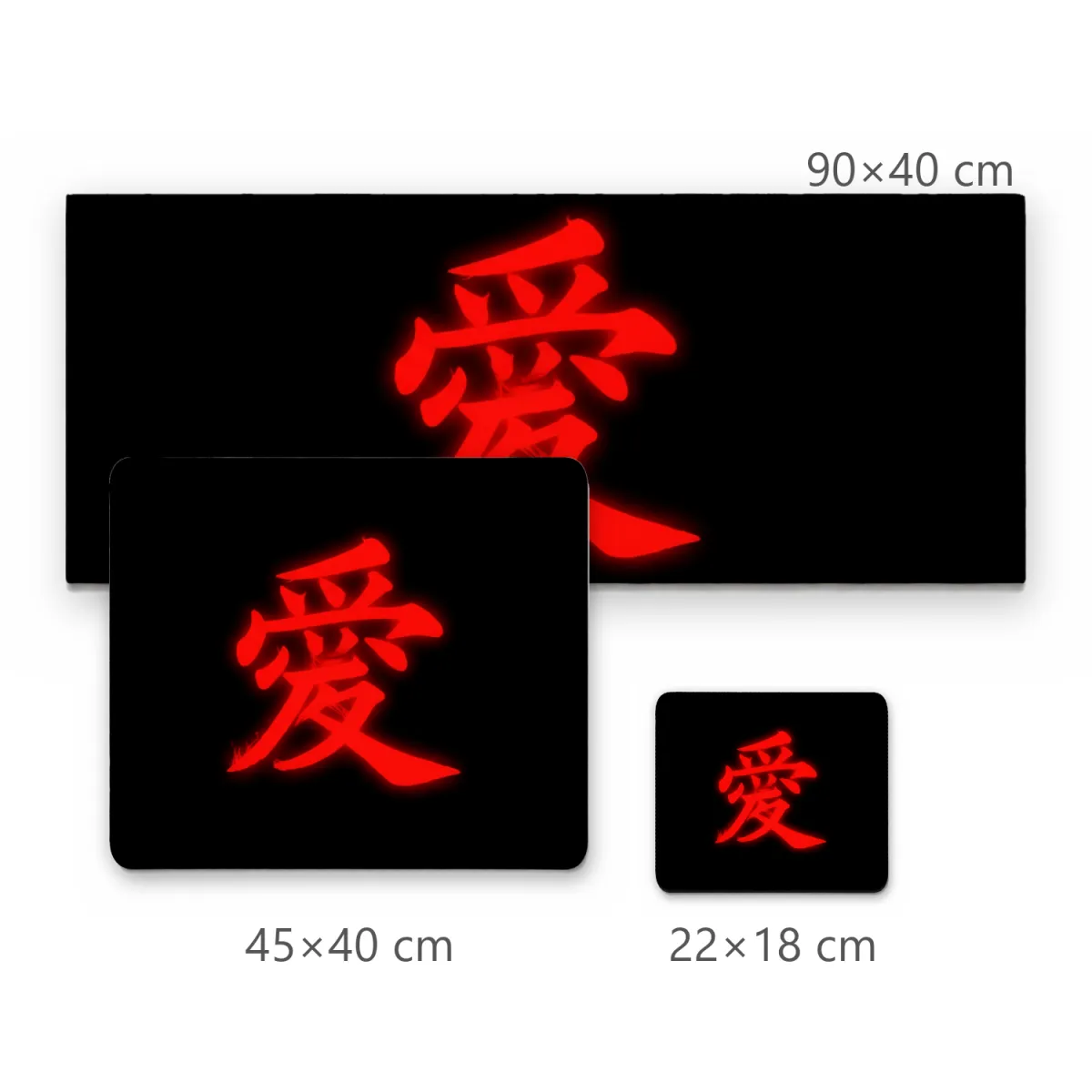 Mousepad Gamer Kanzi Vermelho em Fundo Preto Minimalista