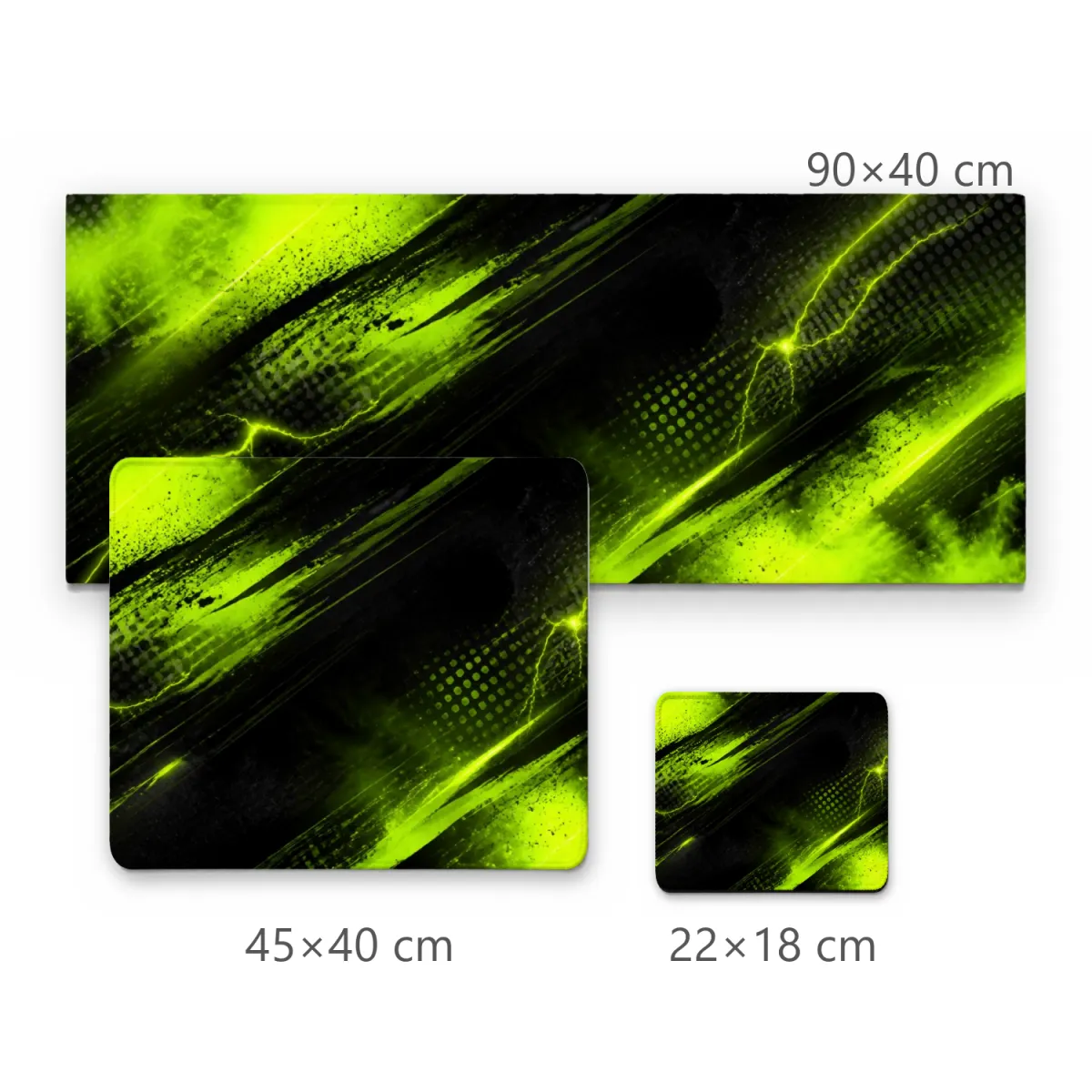 Mousepad Gamer Abstrato Verde Limão e Preto com Raios e Texturas
