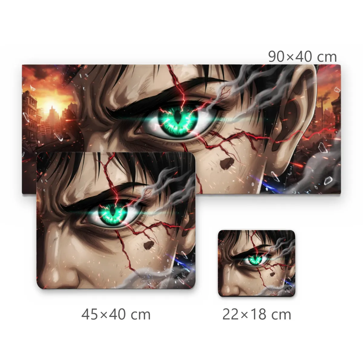 Mousepad Gamer Olhar Intenso Anime Olho Verde Brilhante e Fumaça