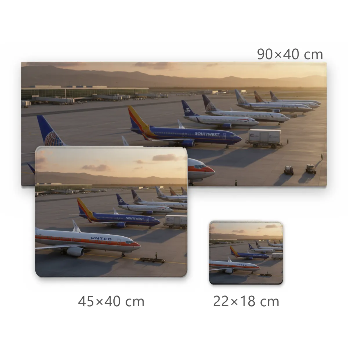 Mousepad Família Boeing 737 Pátio de Aeroporto ao Entardecer