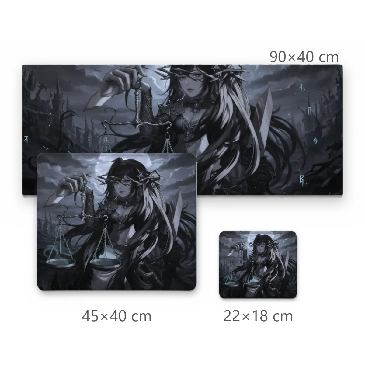 Mousepad Gamer Dama da Justiça Sombria com Balança e Coroa de Espinhos