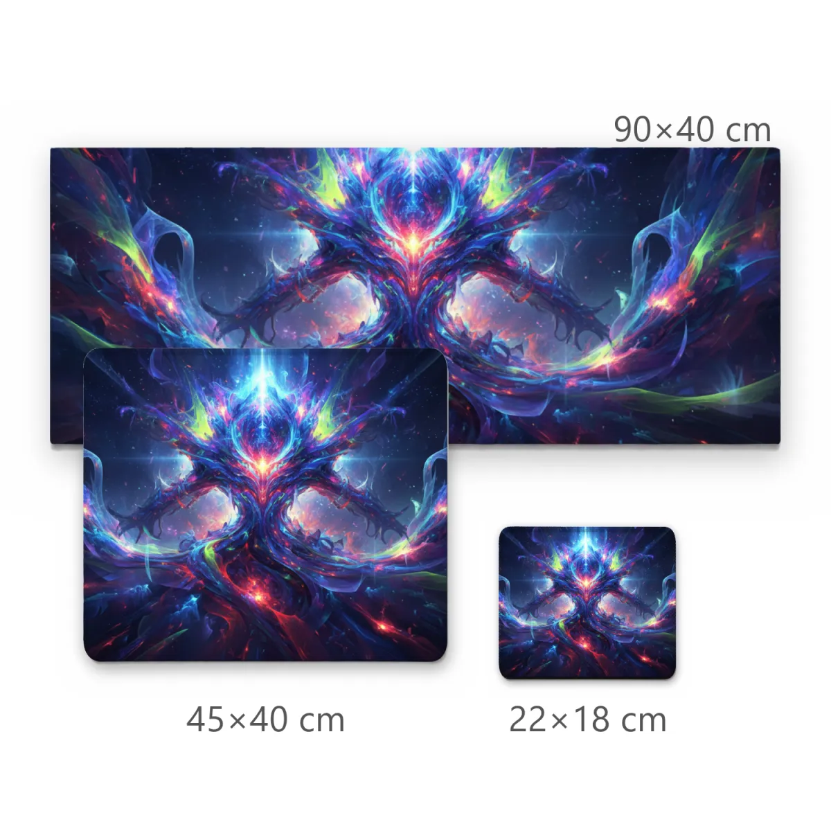 Mousepad Gamer Entidade Cósmica Abstrata com Brilho Neon e Efeitos de Energia