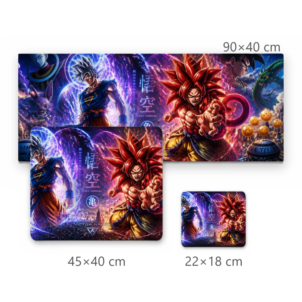 Mousepad Gamer Goku Instinto Superior e Super Saiyajin 4 Futurista
