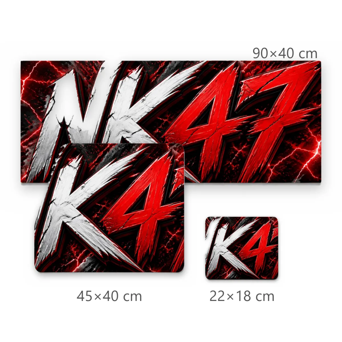 Mousepad Gamer NK47 Tipografia Texturizada Rachada Vermelho e Branco