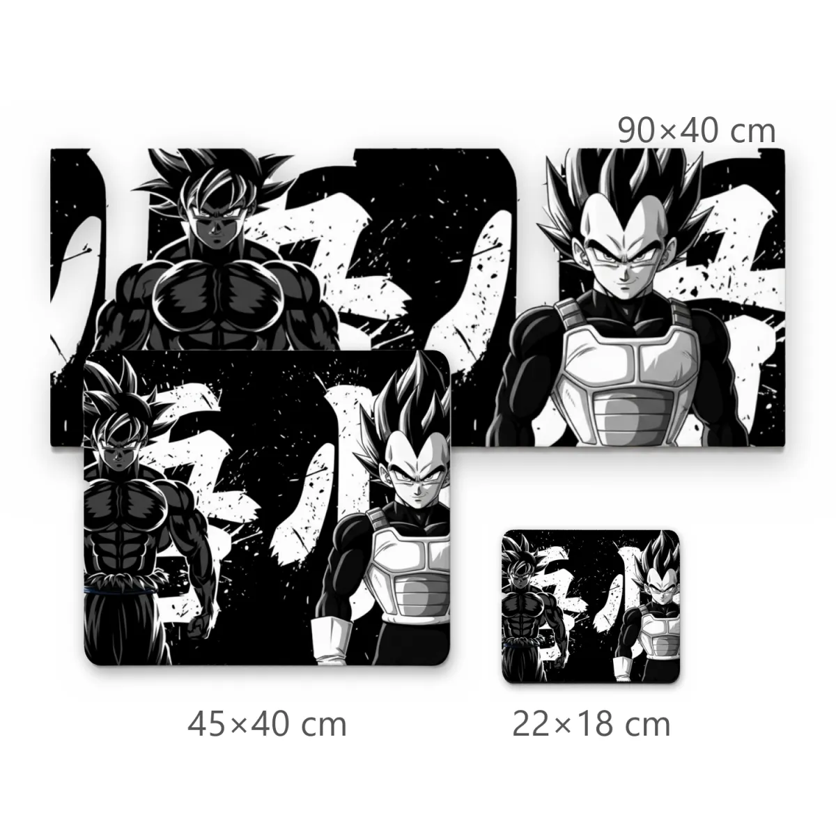 Mousepad Gamer Goku e Vegeta Arte Preto e Branco Estilo Manga