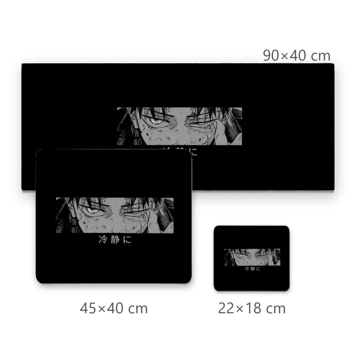 Mousepad Olhar Anime Preto e Branco com Caracteres Japoneses