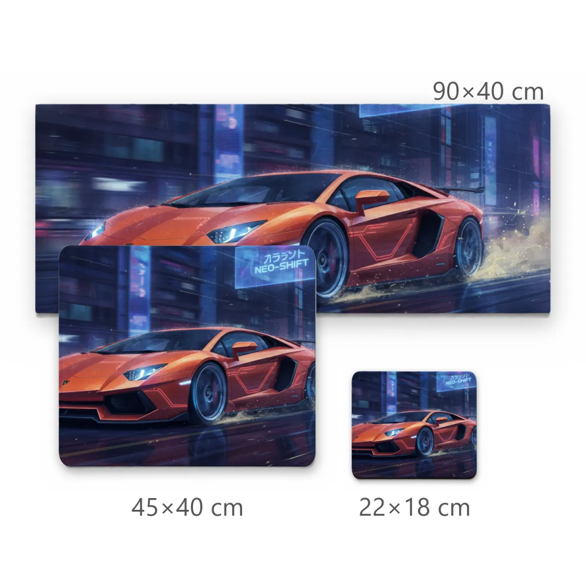 Mousepad Gamer Supercarro Laranja em Alta Velocidade Estilo Urbano Noturno