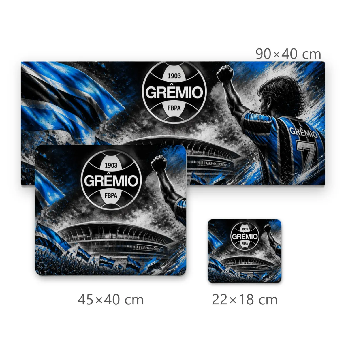 Mousepad Grêmio Estádio e Torcida Tricolor com Jogador Comemorando