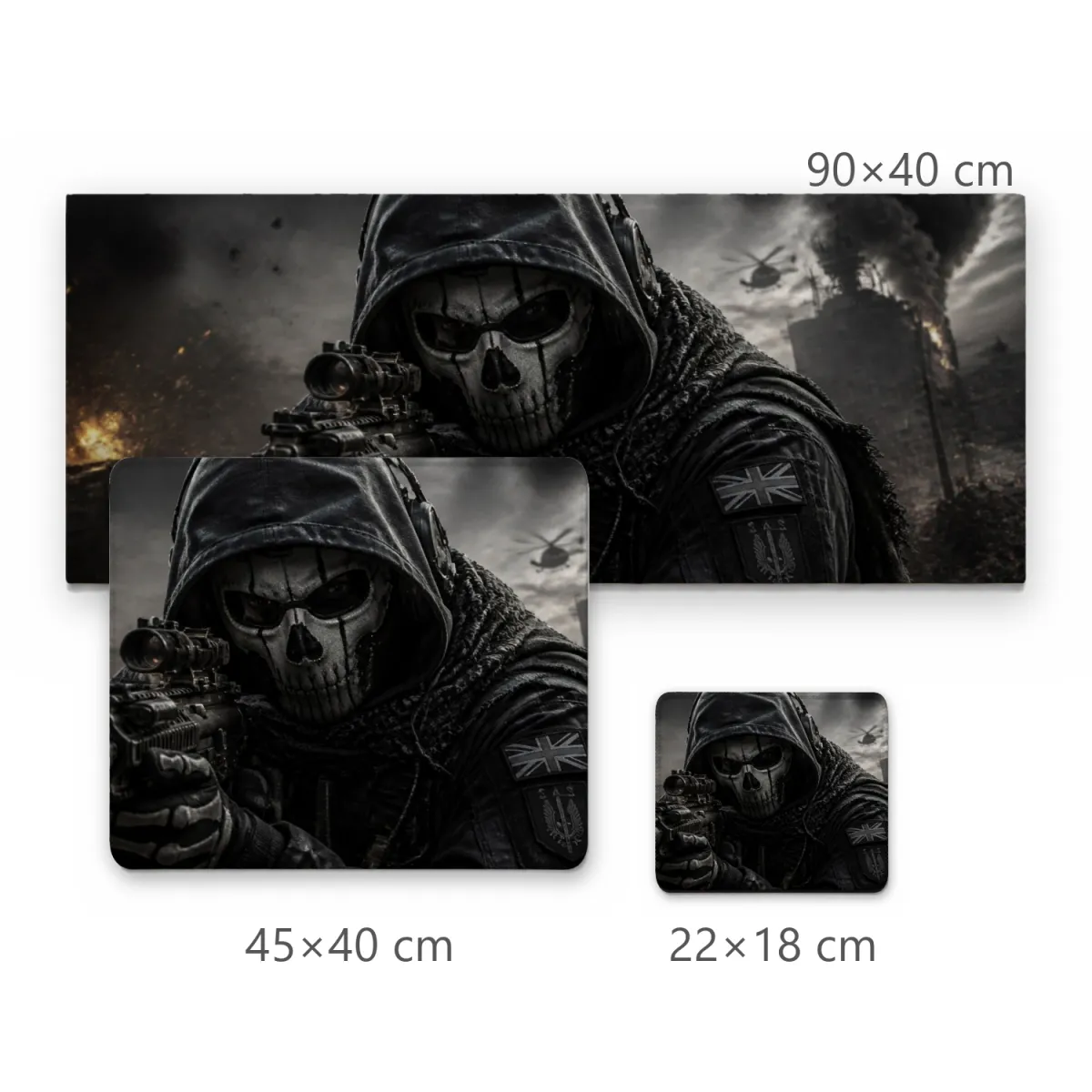 Mousepad Soldado Tático com Máscara de Caveira e Capuz