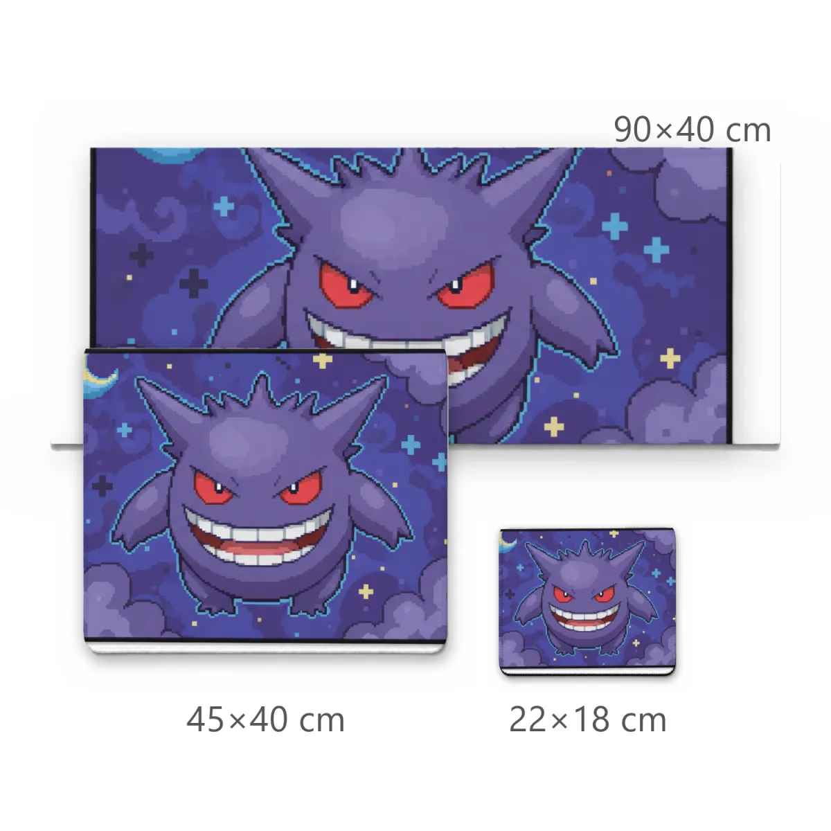 Mousepad Gamer Pixel Art Pokémon Gengar Noturno com Lua e Estrelas