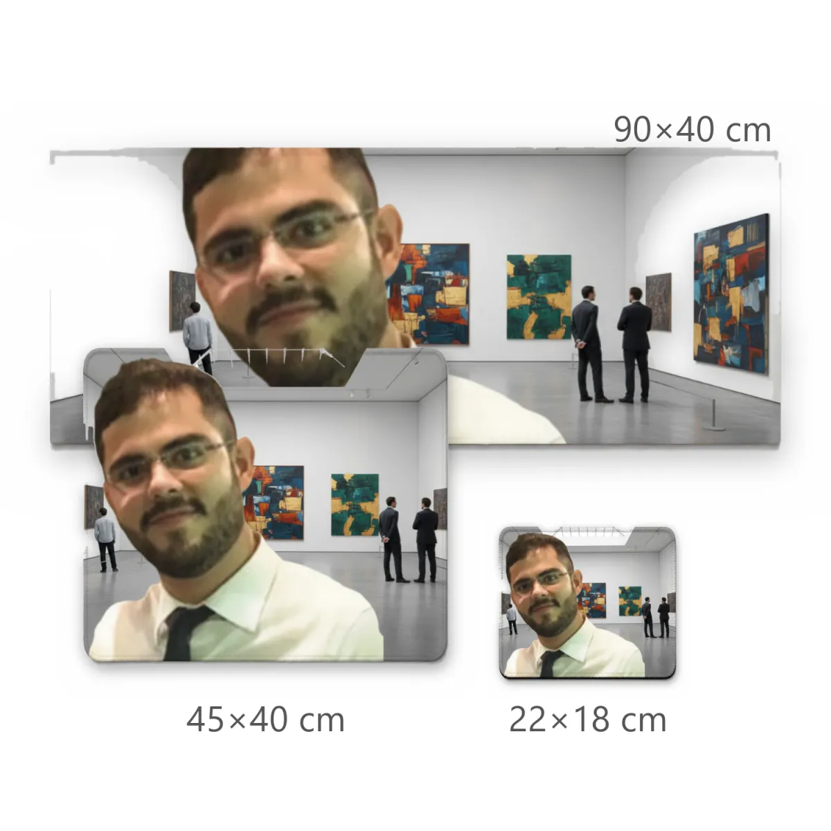 Mousepad Retrato Masculino em Galeria de Arte com Pinturas Abstratas