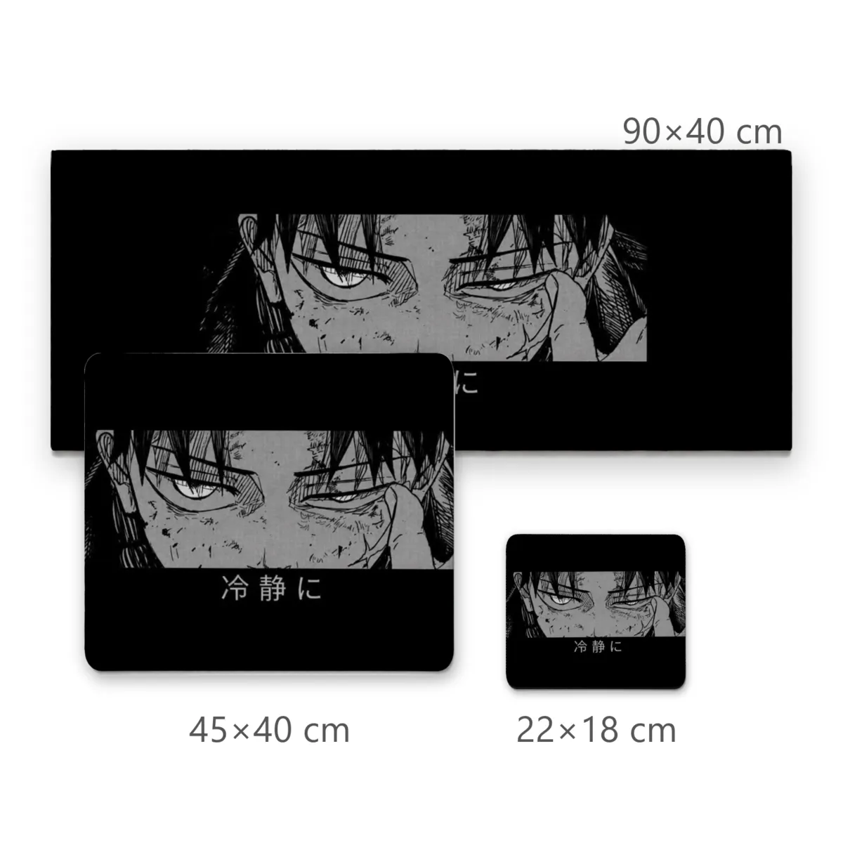 Mousepad Gamer Olhar Anime em Preto e Branco com Caracteres Japoneses