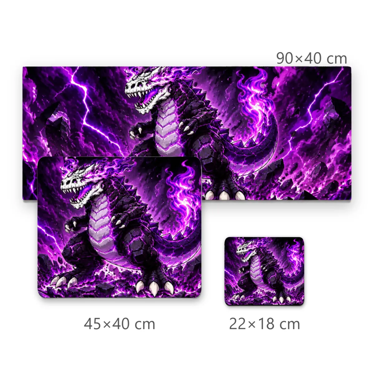 Mousepad Monstro Gigante com Chamas Roxas e Relâmpagos