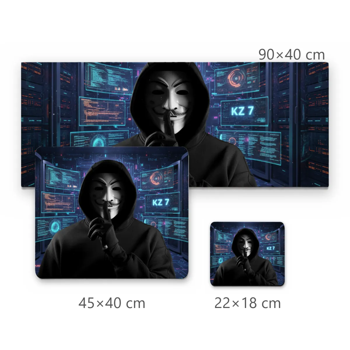 Mousepad Hacker Mascarado com Telas Virtuais e Tag KZ 7