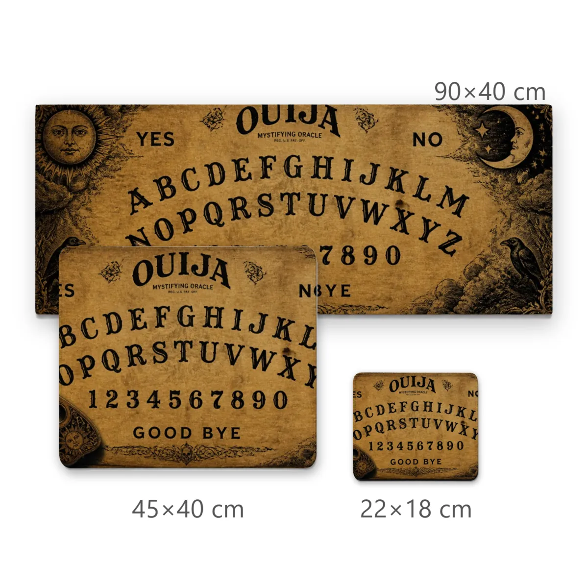 Mousepad Tabuleiro Ouija Estilo Vintage com Sol, Lua e Prancheta