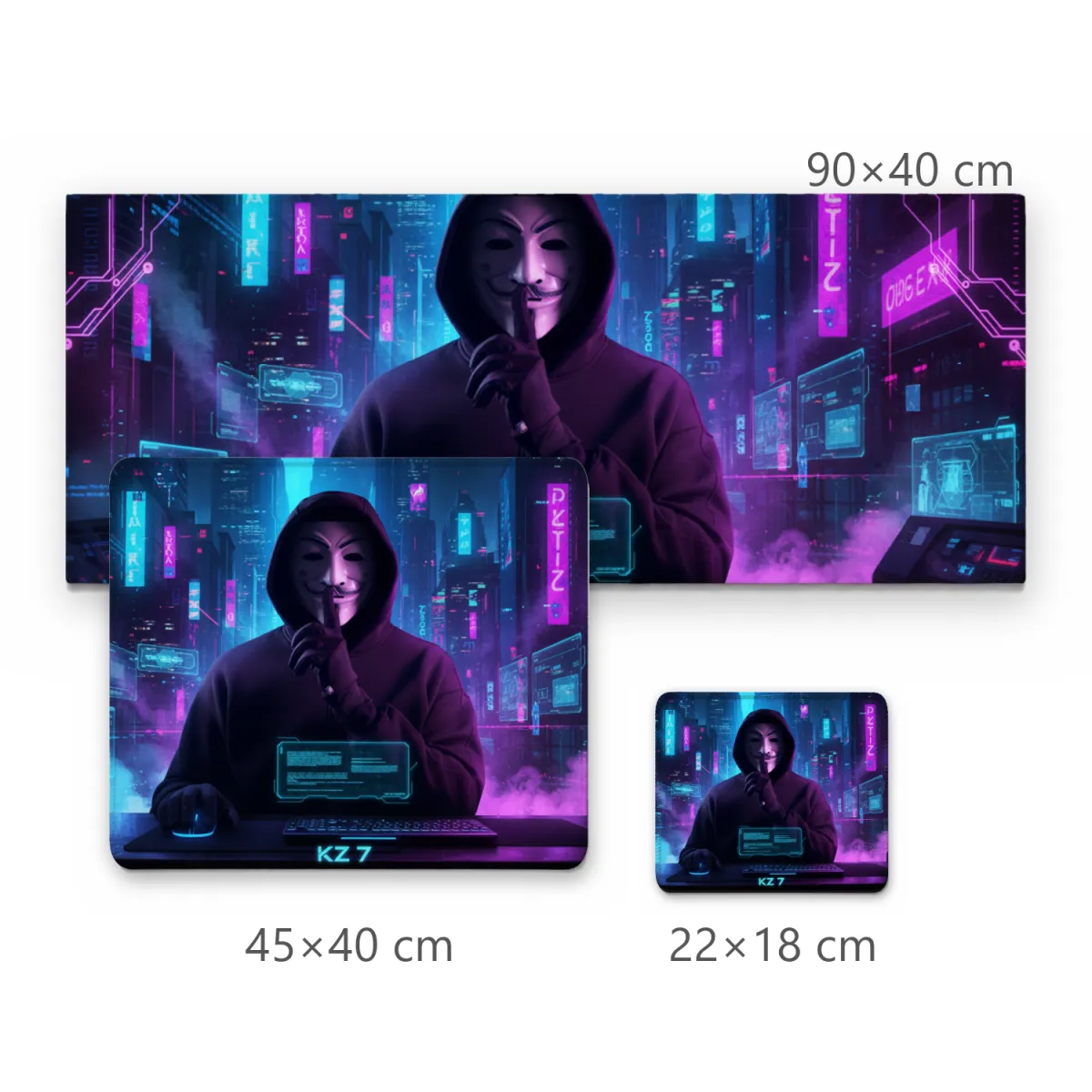 Mousepad Gamer Hacker Mascarado Cyberpunk Cidade Neon com KZ 7