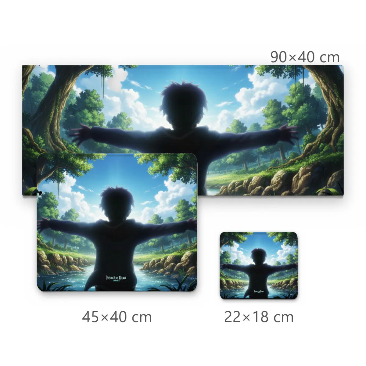 Mousepad Gamer Anime Silhueta de Braços Abertos na Floresta com Rio
