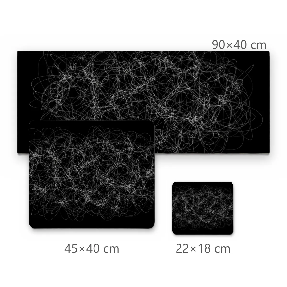 Mousepad Preto com Emaranhado de Linhas Brancas Abstratas e Texto Czekster