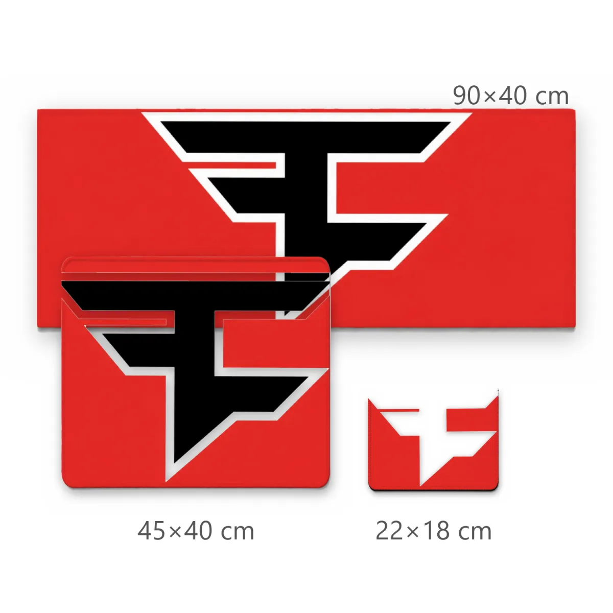 Mousepad Gamer com Emblema Geométrico Preto e Branco em Fundo Vermelho