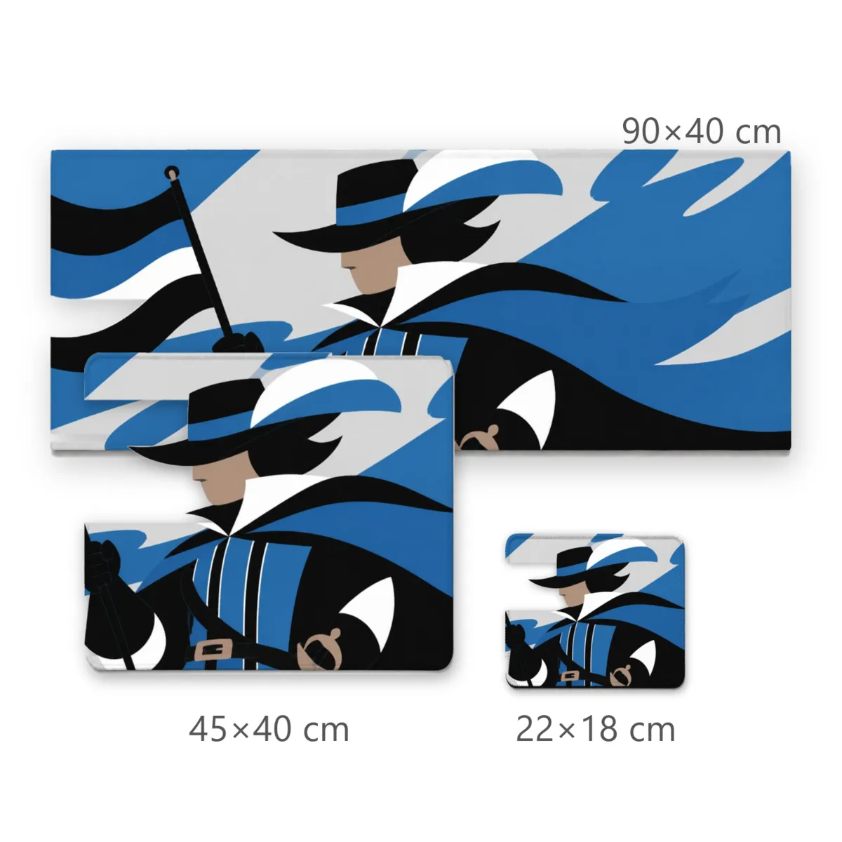 Mousepad Mosqueteiro Minimalista com Bandeira Listrada Azul e Preto